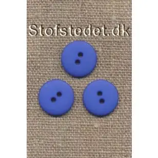 Klar blå 2-huls knap i plast - 15 mm. - Knapper Blå, turkis og petrol