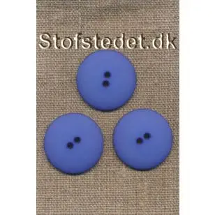 Klar blå 2-huls knap i plast - 28 mm. - Knapper Blå, turkis og petrol