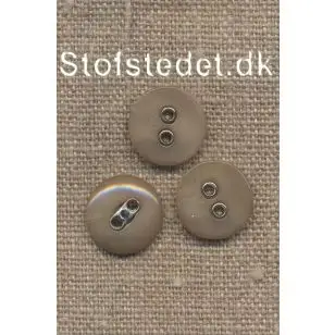 Knap m/sølv-huller i beige/kit  15 mm. - Knapper Brun, beige og off-white