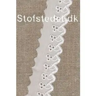 Hvid feston m/blankt broderi, 30 mm. - Feston