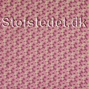 Let 100% viscosesatin i rosa med off-white og cerisse pletter. - Viscose Fastvævet