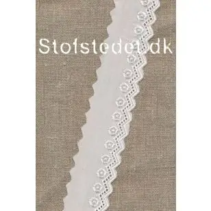 Hvid feston m/blankt broderi i takker 34-37 mm. - Feston