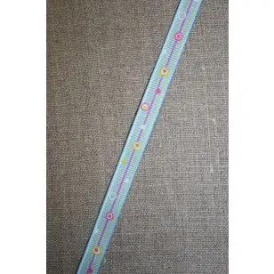 Retro grosgrain bånd med bobler, lyseblå - Div. bånd