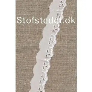 Feston i hvid med blank broderi 22-27 mm. - Feston