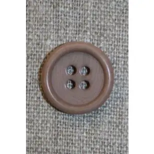 Lysebrun 4-huls knap, 16 mm. - Knapper Brun, beige og off-white