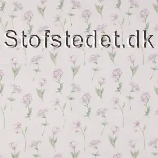 Bomuldsjersey økotex m/digitalt tryk i hvid med lyserøde blomster. - Bomuldsjersey digitalprint