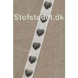 Vævet bånd med hjerter i guld.25 mm. - Glimmer bånd