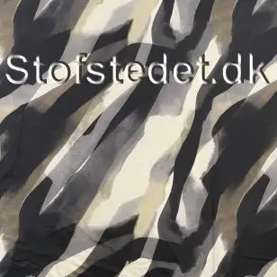 Viscose jersey mønstret i sort, grå, brun, offwhite - Viscose jersey mønstret