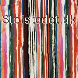 Cupro stribet i rød, grøn, offwhite, turkis - Viscose Fastvævet