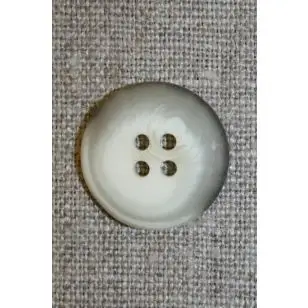 Meleret 4-huls knap off-white/grå, 20 mm. - 