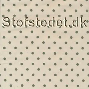 Bomuld i offwhite med prikker i støvet grøn - forvasket - Div mønstret bomuld