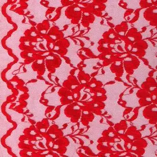 Blonde viscose/polyester m/buet kant, rød - Div. Blonder