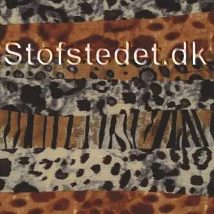 Polyester med stræk med dyreprint i striber - Polyester fastvævet