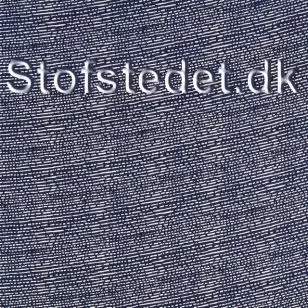 Fast bomulds med uens prikker og striber i mørkeblå og hvid. - Stribet bomuld