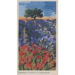 Broderi  - Tapestry Canvas Lavendel og valmuer - DMC - Broderi Mønstre - Kit