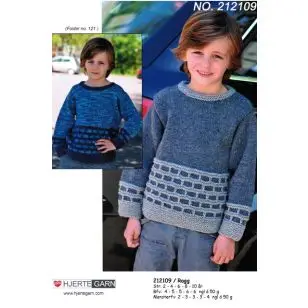 212109 Drengesweater m/mønsterbort - Strikopskrifter Børn