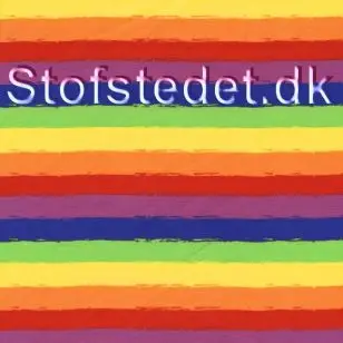 Bomuld/elasthan med striber i regnbue farver - Bomuldsjersey mønstret