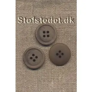 Grå-brun 4-huls knap, 20 mm. - Knapper Brun, beige og off-white