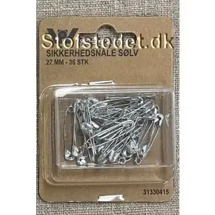 Sikkerhedsnåle sølv 27 mm. - Nåle og Symaskinenåle
