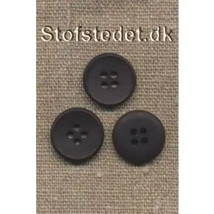 Mat 4-huls knap i sort/koksgrå 18 mm - Knapper Hvid, grå og sort