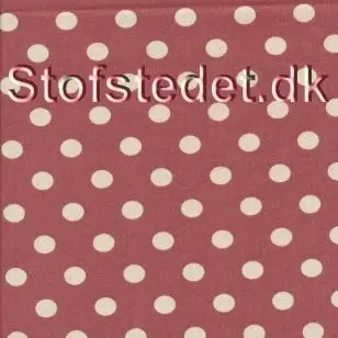 Bomuld i mørk gammelrosa med offwhite prikker - forvasket - Div mønstret bomuld