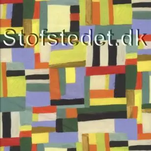 Patchwork stof med firkanter - blokke i multifarvet - Patchworkstof