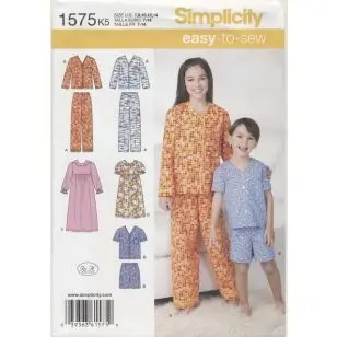 Simplicity 1575 Pyamas og natkjole til pige og dreng - Simplicity mønstre