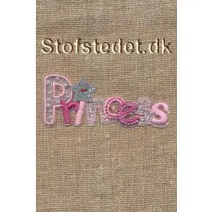 Strygemærke "Princess" i lyserød, pink og sølv - Pige