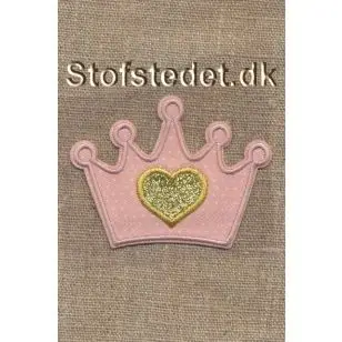 Strygemærke prinsessekrone i rosa og guld - Pige