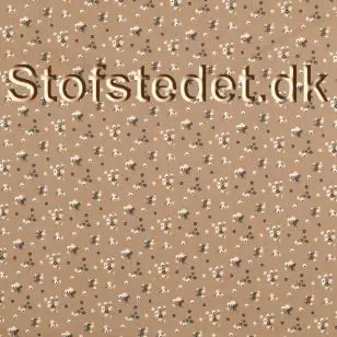 Småblomstret bomuld i støvet lys brun - 