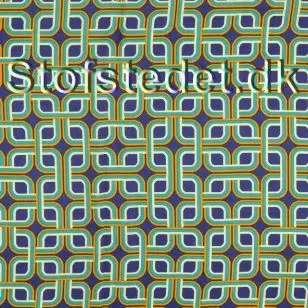 Let 100% viskose satin med grafisk print i blå-lilla, petrol, okker - Satin