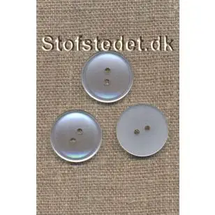 Blank hvid 2-huls knap i plast - 20 mm - Knapper Hvid, grå og sort