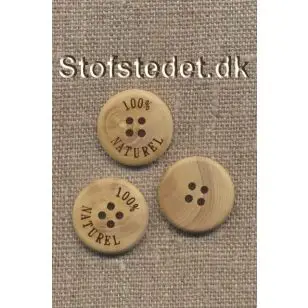 Lys træknap 100% Naturel, 20 mm. - Træ- og Horn-knapper
