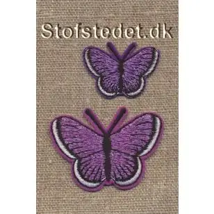 Strygemærke m/2 sommerfugle, lilla - Dyr