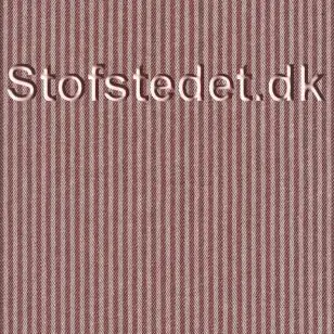 Kraftig bomuld/polyester i stribet sildeben i off-white og varm rød - Gardinstof / Dugstof