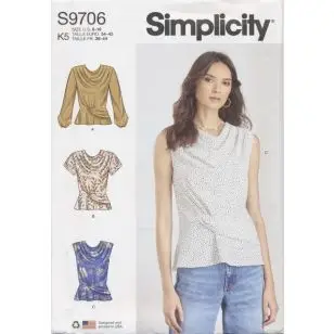 Simplicity 9706 Bluse med vandfald og skød - Simplicity mønstre