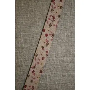 Skråbånd i hør-look med blomster - Div skråbånd