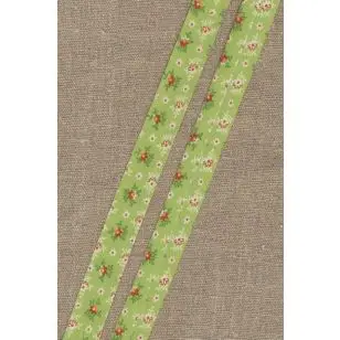 Skråbånd med små blomster i lime-grøn - Div skråbånd