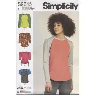 Simplicity 9645 T-shirt med rund hals og skrå skulderstykke - Simplicity mønstre
