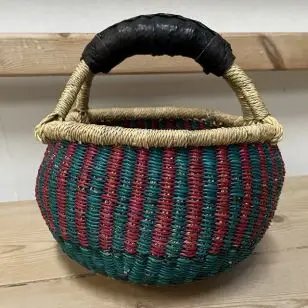 Kurv Bolga Basket Smal i natur, pink, irgrøn - Diverse