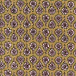 Fast bomuld i støvet carry med dråbe mønster i lyserød og grøn - Div mønstret bomuld