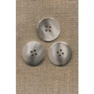4-huls knap meleret i hvid og grå, 25 mm. - Knapper Hvid, grå og sort