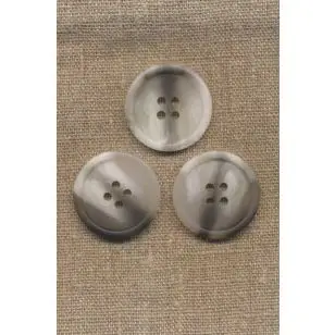 4-huls knap meleret i hvid og grå, 30 mm. - Knapper Hvid, grå og sort