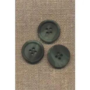 4-huls knap meleret i støvet grøn og mørk grøn, 20 mm. - Knapper Grøn, gul og orange