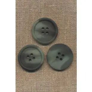 4-huls knap meleret i støvet grøn og mørk grøn, 30 mm. - Knapper Grøn, gul og orange