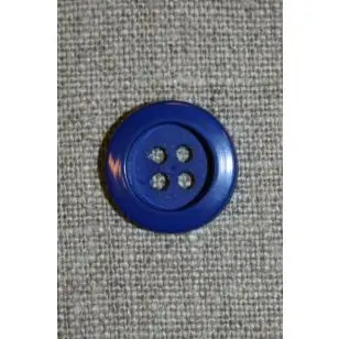 Klar blå 4-huls knap, 18 mm. - Tilbud knapper