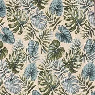 Gobelin med blade i offwhite, grøn, lys petrol - Gobelin