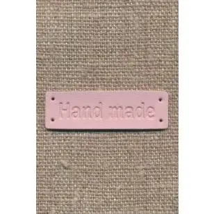 Motiv - Label i læderlook firkantet "Handemade" i rosa - Diverse mærker