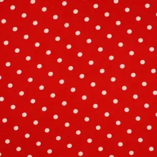 100% viscose med prikker i rød og hvid - 