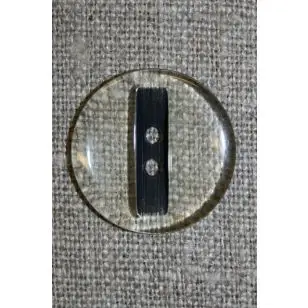 Knap klar/sort, 22 mm. - Knapper Hvid, grå og sort